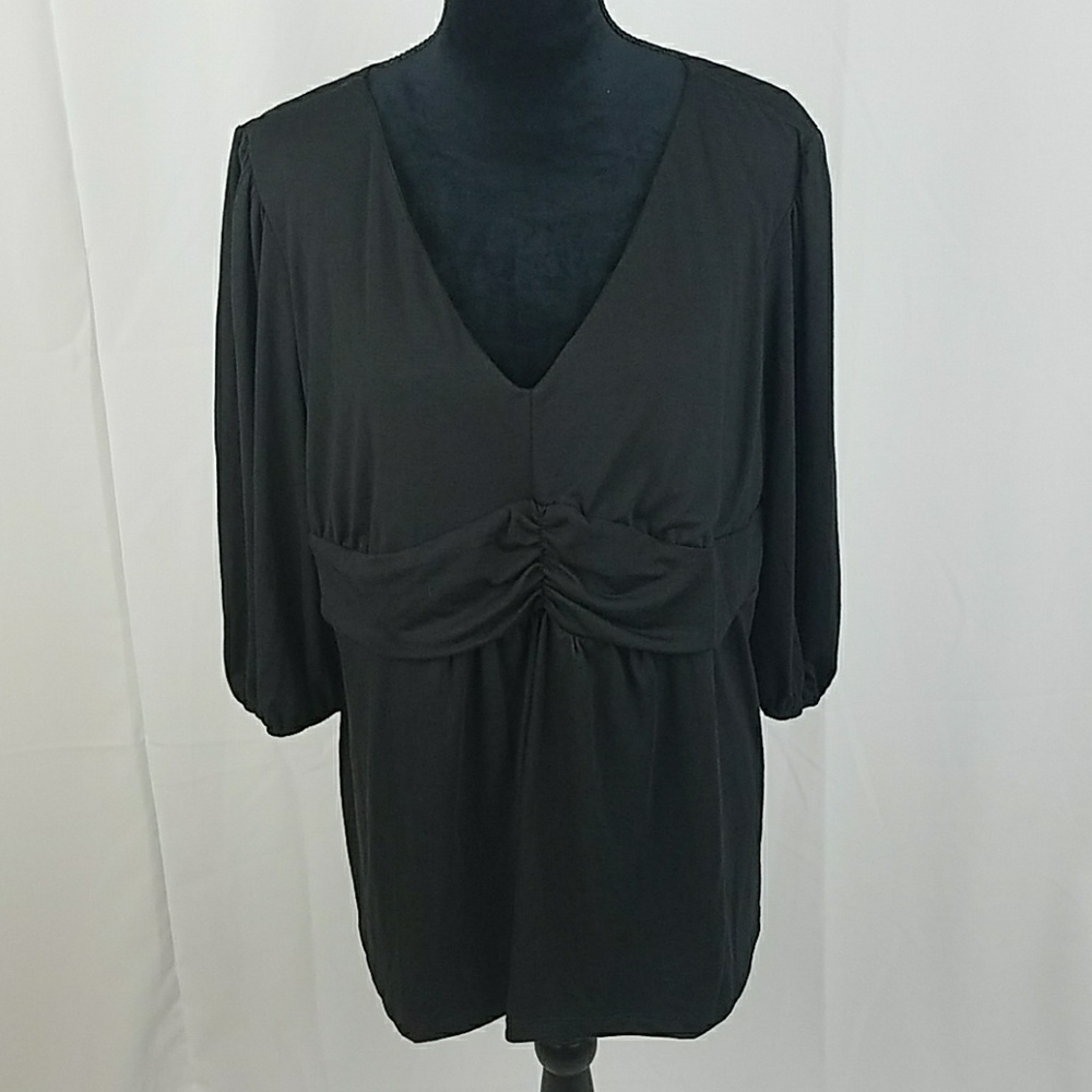 NY‎ Collection plus size 3X black 3/4 sleeve rushed shirt gothic witchy